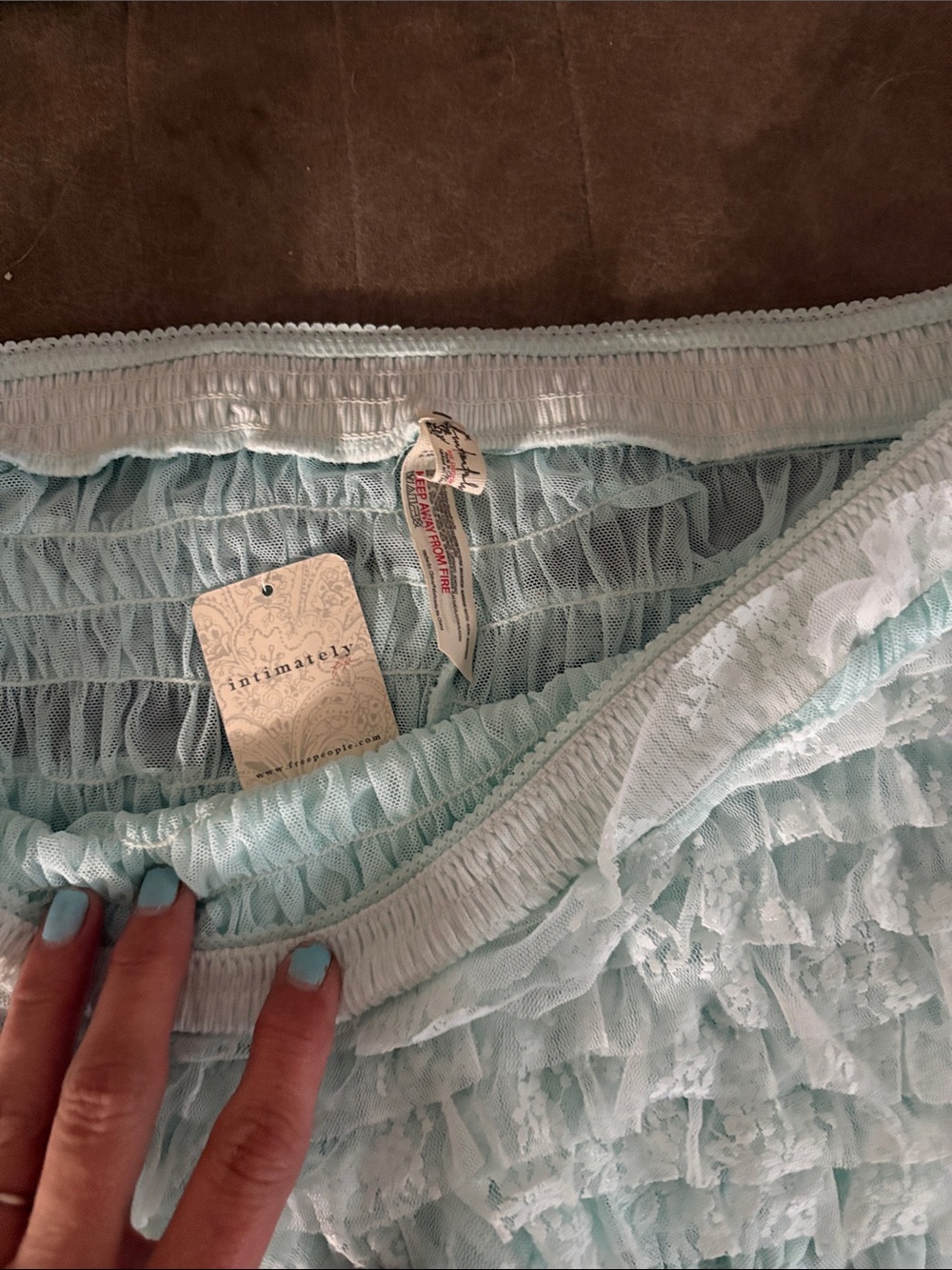 Free People Mint Ruffle Lace Shorts - Picture 2 of 4
